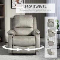 HOMCOM Fotel relaksacyjny z podnóżkiem i funkcją leżenia, w komplecie uchwyty na napoje, do 150 kg, Brązowy(m-6)