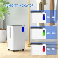HOMCOM 12L/Day Dehumidifier with Continuous Drainage, 2L Water Tank, 24H Timer, Digital Humidity Display, Filter, Auto Defrost, Children Lock, for Bedroom, Dehumidifier for Home Damp, Laundry Drying(m-5)