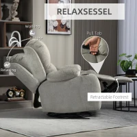 HOMCOM Fotel relaksacyjny z podnóżkiem i funkcją leżenia, w komplecie uchwyty na napoje, do 150 kg, Brązowy(m-4)