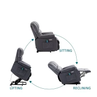 Fauteuil de Relaxation Électrique Massant et Chauffant avec Télécommande, Inclinable, Gris(m-7)