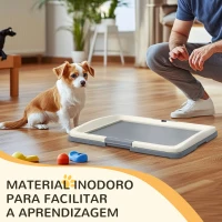 PawHut Tabuleiro para Resguardos de Cães Sanita para Cães com Bandeja para Treino em Exterior e Interior 63x48,5x6 cm Cinza(m-7)