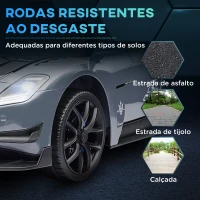 AIYAPLAY Carro Elétrico para Crianças Carro Maserati GT2 12V  com Controlo Remoto Faróis LED Buzina E Música  115x60x45 cm Cinza(m-9)