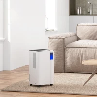 HOMCOM 12L/Day Dehumidifier with Continuous Drainage, 2L Water Tank, 24H Timer, Digital Humidity Display, Filter, Auto Defrost, Children Lock, for Bedroom, Dehumidifier for Home Damp, Laundry Drying(m-10)