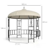 Outsunny Foisor de Gradina Rotund de 3(m), Gazebo Elegant(m-3)