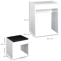 HOMCOM Dressing Table with Mirror and Stool, Vanity Makeup Table with Flip Up Mirror, Vanity Desk with Storage Unit and Padded Seat, White(m-3)