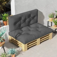 Outsunny 2 Seater Pallet Seat Cushions Back Pillows Replacement, Patio Chair Cushions Set for Indoor Outdoor, Charcoal Grey(m-2)
