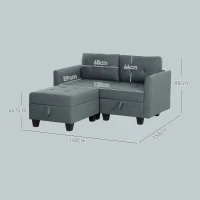 HOMCOM 'L' Shape Modular Storage Sofa - Dark Grey(m-3)