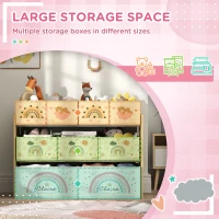 AIYAPLAY 3-Tier Kids Storage Unit with 9 Non-Woven Fabric Boxes for Toys, Books for Bedroom, Nursery, Yellow(m-4)