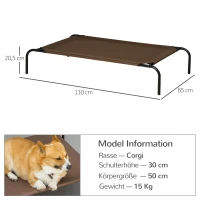 PawHut Hundebett Outdoor Hundeliege bis 30 kg mit Ersatzbezug 110 x 68 x 20 cm(m-3)