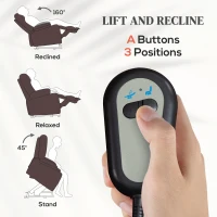 HOMCOM Fotoliu Electric cu Ridicare, Rabatabil până la 160° cu Telecomandă, din Imitație de Piele, 76x90x105 cm, Maro(m-4)