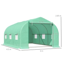 Outsunny Serra per Orto a Tunnel 4.5x3x2m con Tetto Spiovente in PE e Tubi d'Acciaio Verde Scuro(m-3)