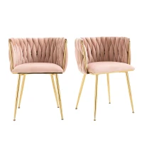 Set aus 2 Modernes luxuriöses Samt-Esszimmerstuhl, für Esszimmer, Wohnzimmer und Schlafzimmer, Rosa(m-1)