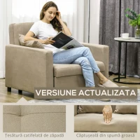 HOMCOM Fotoliu Pat Individual cu 2 Perne și Spațiu de Depozitare, Canapea Extensibilă, 100x98x88 cm, Maro Deschis(m-5)