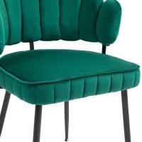 Ensemble de 2 chaises en velours avec dossier rond, pour salle à manger, salon ou chambre, Émeraude(m-8)