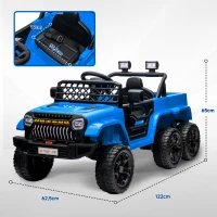 AIYAPLAY 12V Elektrische Kinderauto met Aanhanger, LED-Licht, Muziek en Hoorn, voor Kinderen van 3-8 Jaar, Lichtblauw(m-3)