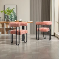 Set aus 2 Chenille Esszimmerstuhl mit runder Rückenlehne,für Esszimmer Wohnzimmer Büro, Rosa(m-4)