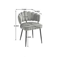 Set aus 2 Samt Esszimmerstuhl mit runder Rückenlehne, gehören für Esszimmer, Wohnzimmer en Büro,  Grau(m-3)