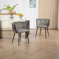 Set aus 2 Modernes luxuriöses Samt-Esszimmerstuhl, für Esszimmer, Wohnzimmer und Schlafzimmer, Grau(m-4)