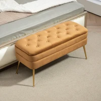 Panca con vano contenitore, poggiapiedi per camera da letto, soggiorno, ingresso, Caffè(m-1)