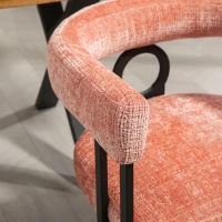 Set aus 2 Chenille Esszimmerstuhl mit runder Rückenlehne,für Esszimmer Wohnzimmer Büro, Rosa(m-6)