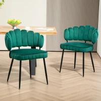 Ensemble de 2 chaises en velours avec dossier rond, pour salle à manger, salon ou chambre, Émeraude(m-1)