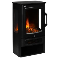 HOMCOM Elektrokamin, realistische Flammen, 2 Heizstufen, Überhitzungsschutz, Stahl, Schwarz, 44,5 x 32 x 74cm(m-13)