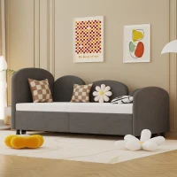 Sofa-Bett mit Schubladen und Samtbezug, Blumenform, 90x200 cm, für Schlafzimmer und Wohnzimmer, Dunkelgrau(m-4)