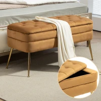 Panca con vano contenitore, poggiapiedi per camera da letto, soggiorno, ingresso, Caffè(m-4)