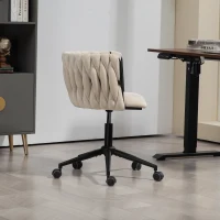Sedia da Ufficio Morbida in Velluto per Trucco, Poltrona da Soggiorno Girevole ed Ergonomica,Regolabile in Altezza,Beige(m-12)