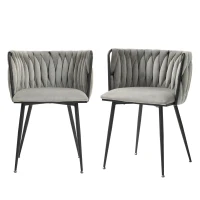 Set aus 2 Modernes luxuriöses Samt-Esszimmerstuhl, für Esszimmer, Wohnzimmer und Schlafzimmer, Grau(m-1)