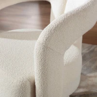 Designer-Drehstuhl für Büro, gepolstert mit Bouclé-Stoff, Tonnenform für Wohnzimmer und Büro, Beige(m-5)