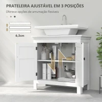 HOMCOM Móvel para Lavatório Pousar Móvel para Lavatório Moderno com Prateleira Ajustável e Portas Magnéticas 60x30x60 cm Branco(m-5)