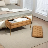 Panca con vano contenitore, poggiapiedi per camera da letto, soggiorno, ingresso, Caffè(m-5)