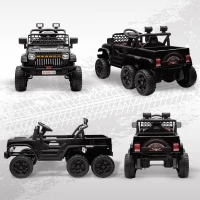 AIYAPLAY 12V Elektryczne Auto Dla Dzieci z przyczepką, LED, muzyką i klaksonem, dla dzieci 3-8 lat, Czarny(m-9)