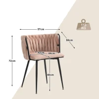 Ensemble de chaises de salle à manger modernes et luxueuses en velours, pour salle à manger, salon et chambre à coucher (lot de 2), Rose(m-3)