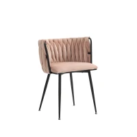 Ensemble de chaises de salle à manger modernes et luxueuses en velours, pour salle à manger, salon et chambre à coucher (lot de 2), Rose(m-7)