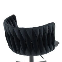 Samtweicher Bürostuhl, 360° drehbar,  Höhenverstellbar, Schwarz(m-8)