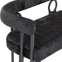 Divanetto con schienale arrotondato in Chenille, design moderno, Nero(m-7)