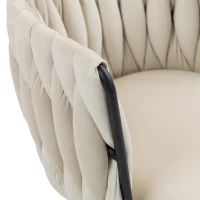 Fauteuil de relaxation en velours, pivotante à 360°, réglage de la hauteur par une seule touche, Beige(m-8)