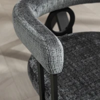 Set aus 2 Chenille Esszimmerstuhl mit runder Rückenlehne, Grau(m-6)