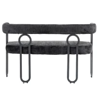 Divanetto con schienale arrotondato in Chenille, design moderno, Nero(m-10)