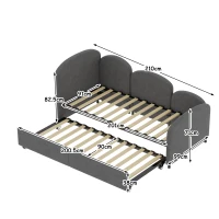 Lit de jour avec tiroirs,pour chambre et salon, 90x200 cm, Gris foncé(m-3)