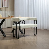 Sofá doble con respaldo redondeado, tela de chenilla, diseño moderno, Beige(m-4)