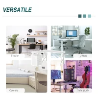 HOMCOM Scrivania Angolare con Cassettiera, Scrivania Ufficio Porta PC in Legno e Metallo, Bianco, 152x143.5x76cm(m-7)