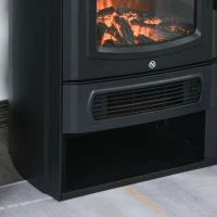 HOMCOM Elektrokamin mit Heizung, elektrischer Kamin mit LED Flammeneffekt, 1000 W/2000 W Dekokamin mit Thermostat, elektrisch Kaminfeuer Kaminofen, Schwarz(m-10)