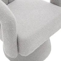 Drehbarer Bürostuhl mit Bouclé-Stoffbezug, stiefelförmiges Design für Wohnzimmer und Büro, Hellgrau(m-8)