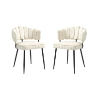 Set aus 2 Samt Esszimmerstuhl mit runder Rückenlehne, gehören für Esszimmer, Wohnzimmer en Büro,  Elfenbein(m-1)