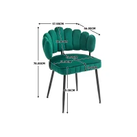 Ensemble de 2 chaises en velours avec dossier rond, pour salle à manger, salon ou chambre, Émeraude(m-3)