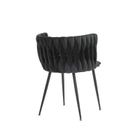 Set di 2 sedie da pranzo moderne in velluto, design intrecciato, Nero(m-10)