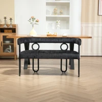 Divanetto con schienale arrotondato in Chenille, design moderno, Nero(m-1)